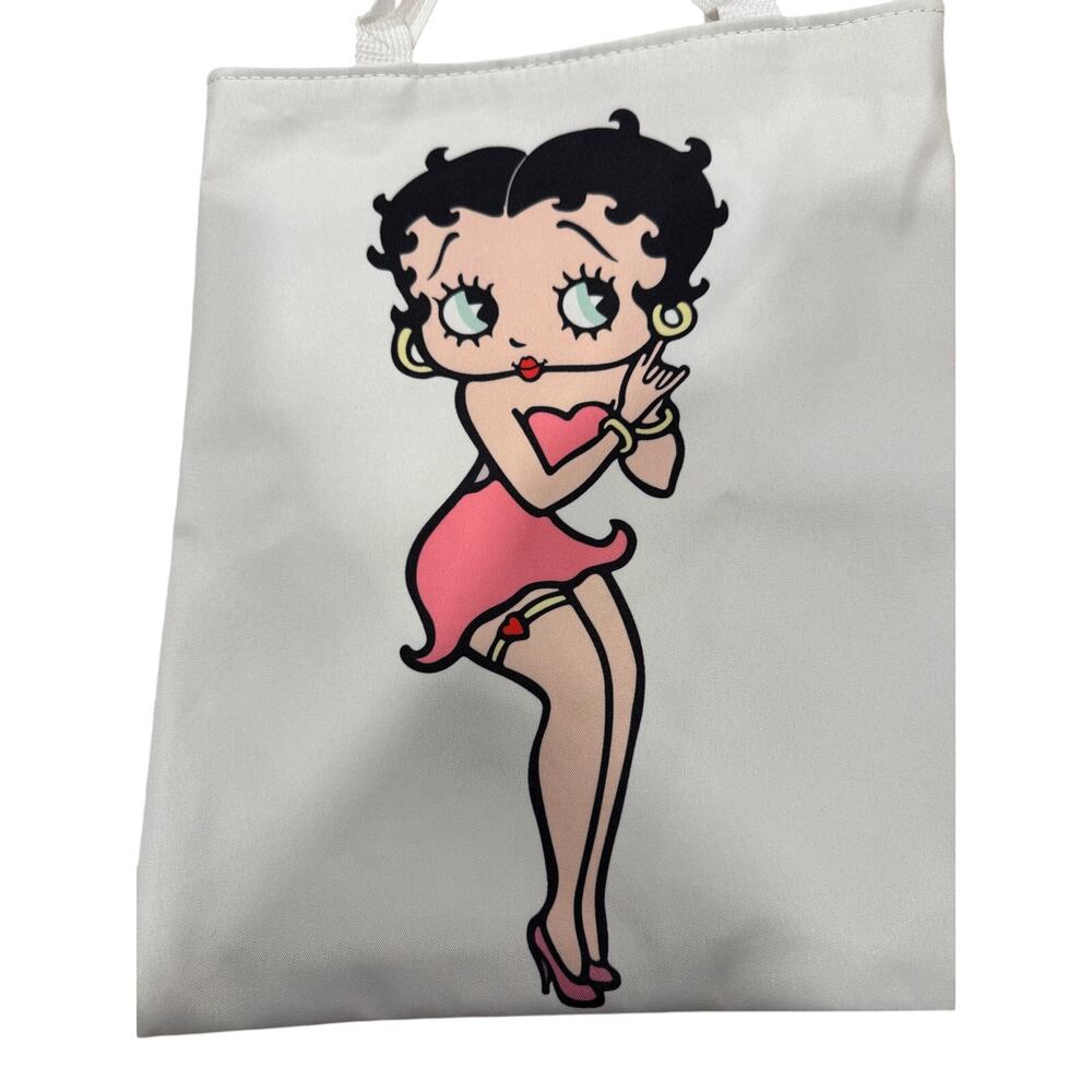 Betty Boop pink canvas tote bag white with zipper back to school office shopping